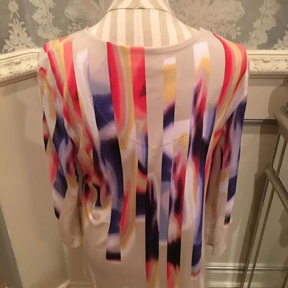 JM Collection Blue Fall Silk Top - Picture 5 of 5